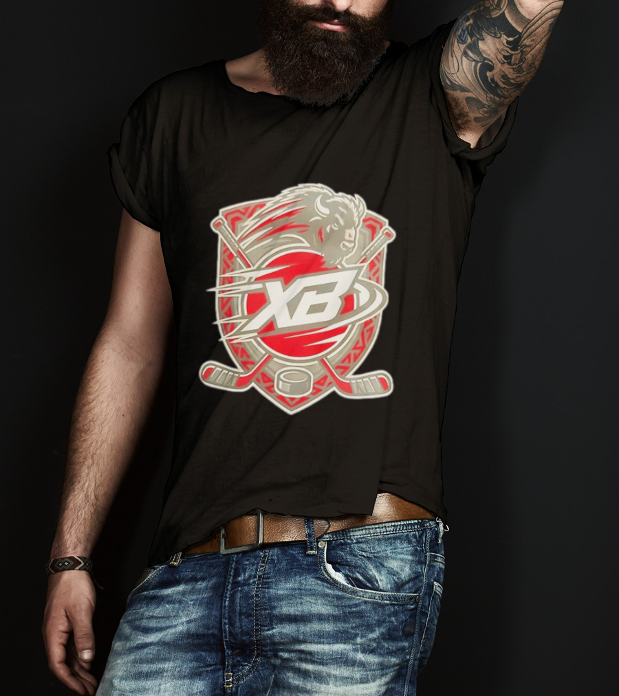 XB Buffalo Hockey Team Emblem With Crossed Sticks And Puck T-Shirt