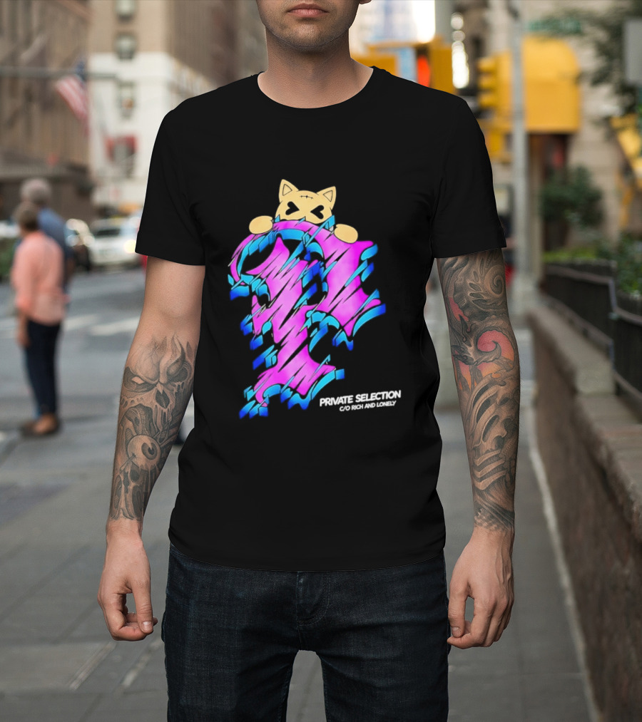 Private Selection C O Rich And Lonely Streetwear Cat Graffiti Aesthetic T-Shirt