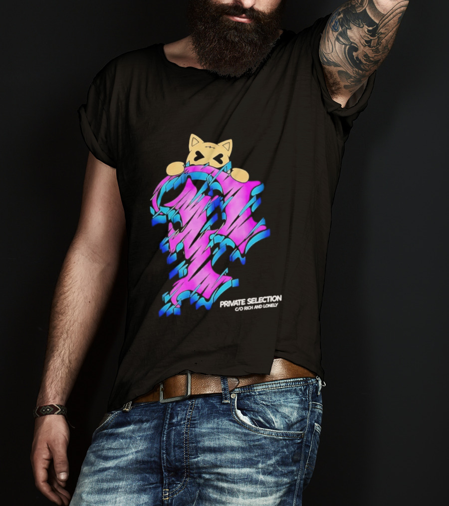 Private Selection C O Rich And Lonely Streetwear Cat Graffiti Aesthetic T-Shirt