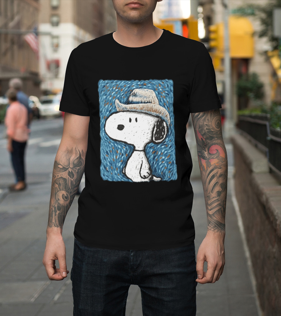 Snoopy Peanuts Cowboy Hat Embroidery T-Shirt