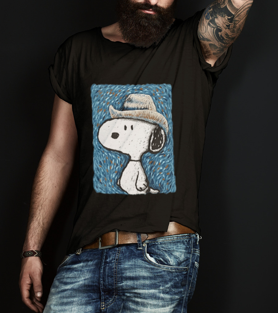 Snoopy Peanuts Cowboy Hat Embroidery T-Shirt