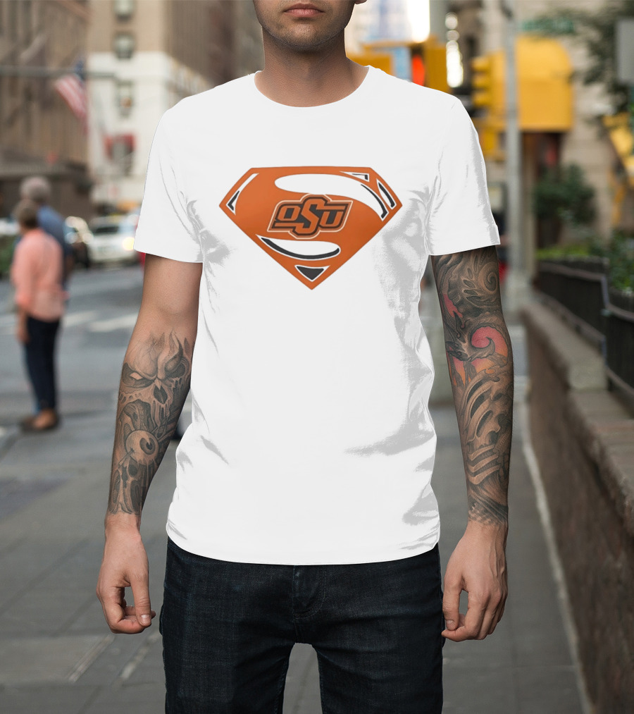 Oklahoma State University OSU Superman Emblem Orange T-Shirt