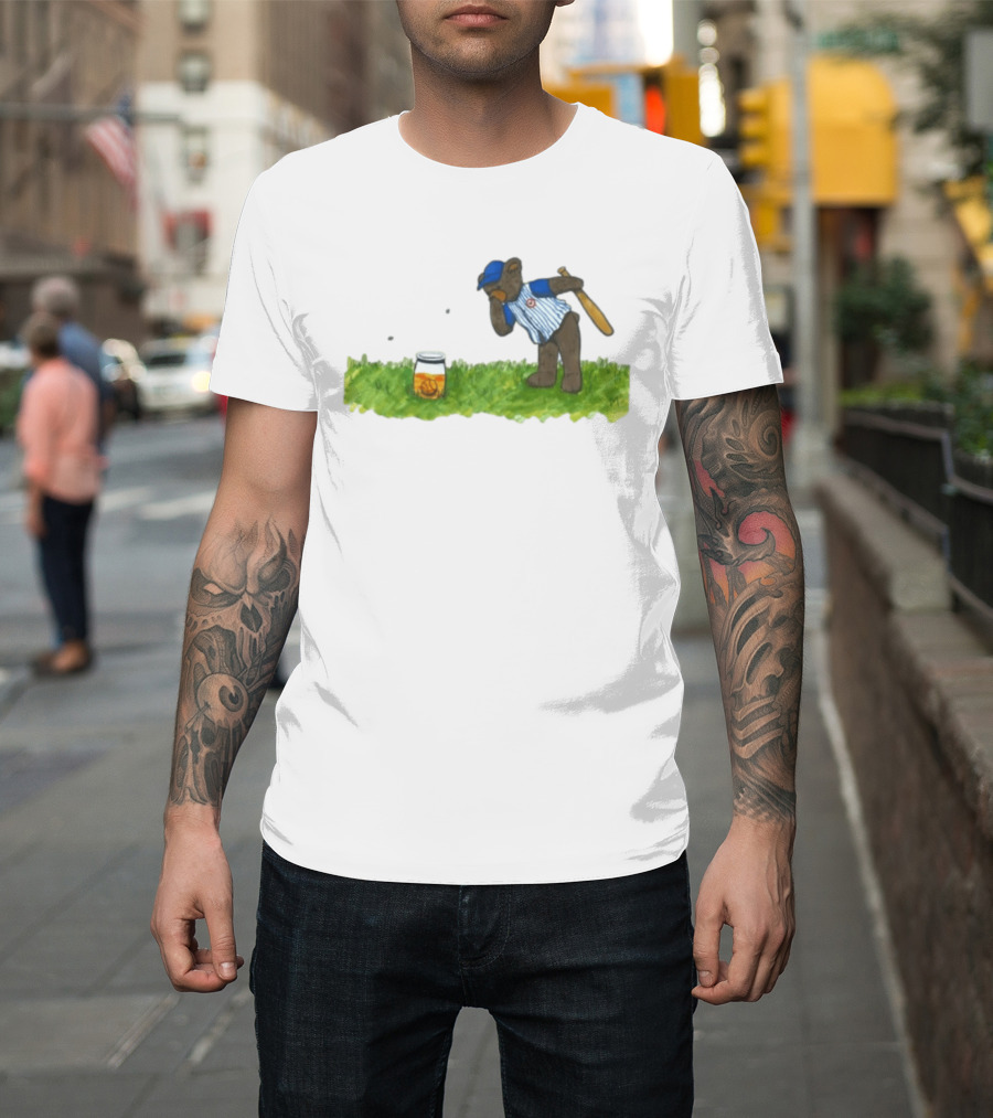 South Bend Cubs Bear With Baseball Bat And Honey Jar On Grass T-Shirt
