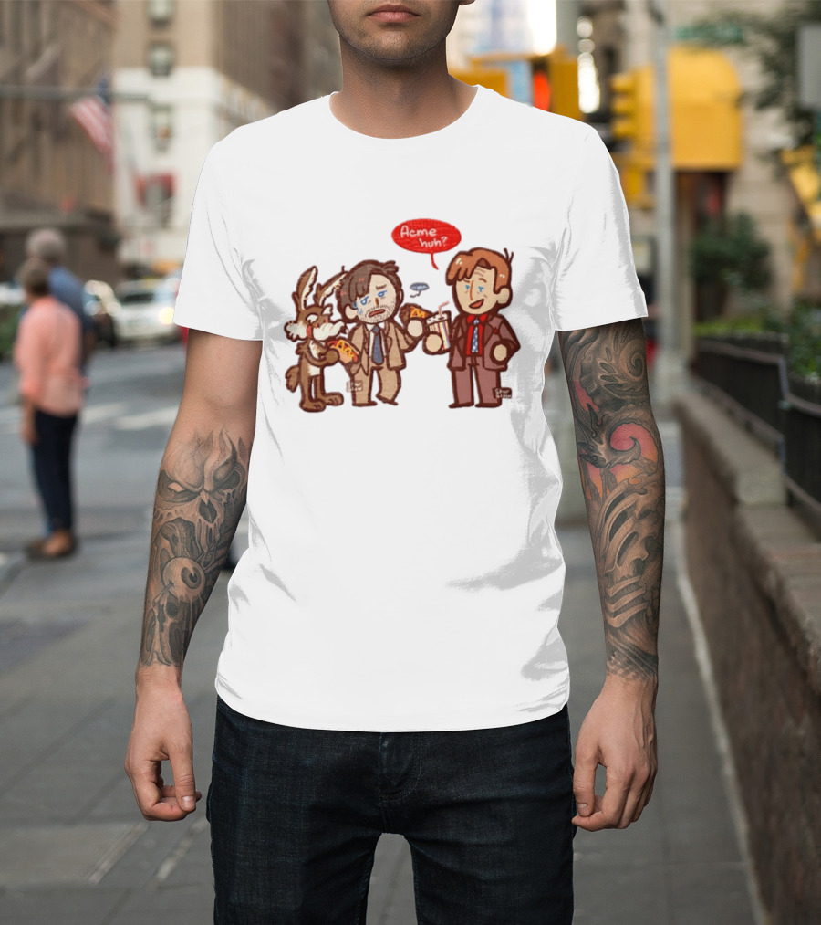 Wile E Coyote Saul Goodman Jimmy McGill Acme Huh Yeah Pizza Milkshake Cartoon Character Collaboration T-Shirt