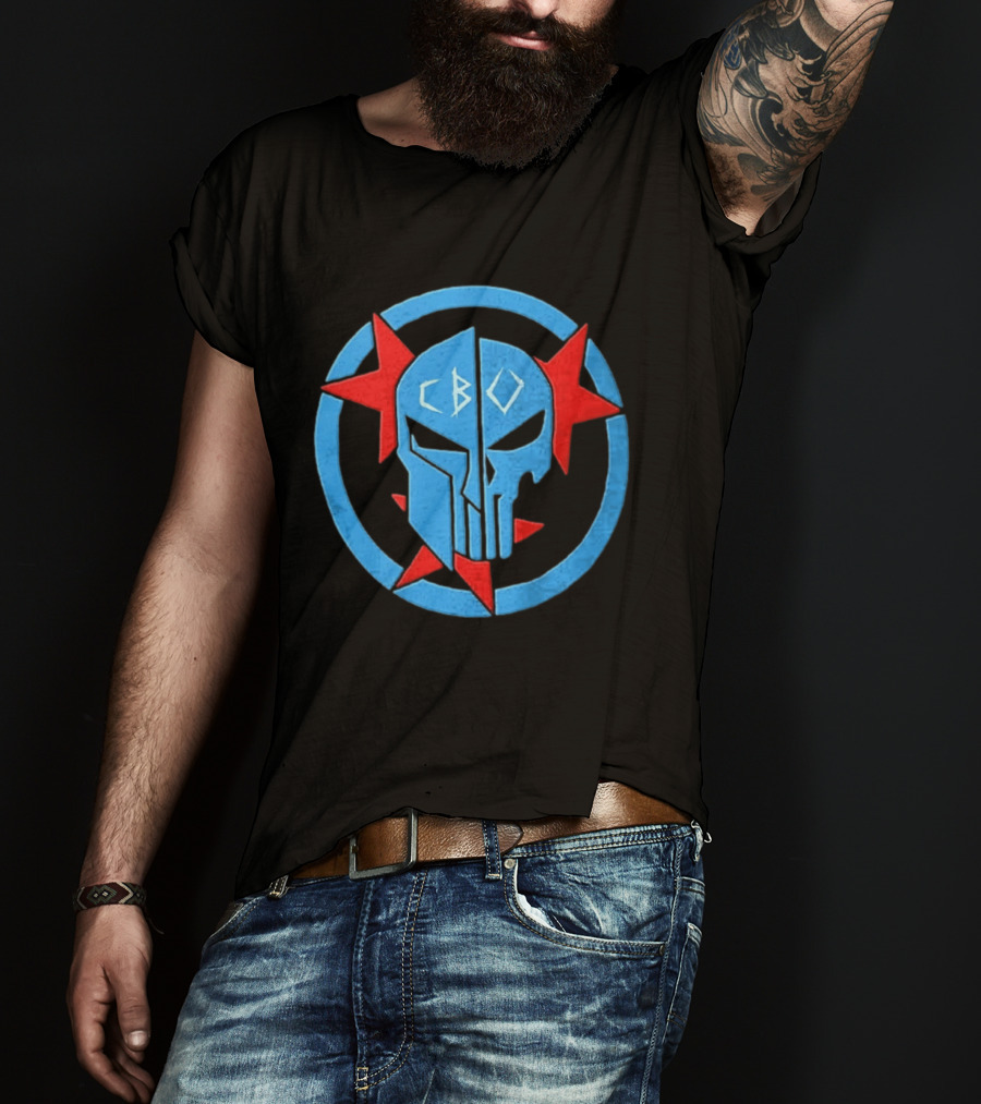 CBO Spartan Punisher Skull Red Star Blue Circle T-Shirt