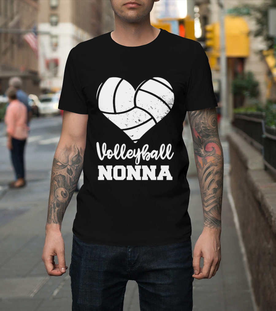 Volleyball Nonna Distressed Heart T-Shirt
