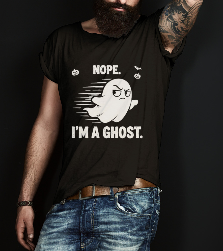 Nope I'm A Ghost Halloween Spooky With Pumpkins And Bats T-Shirt