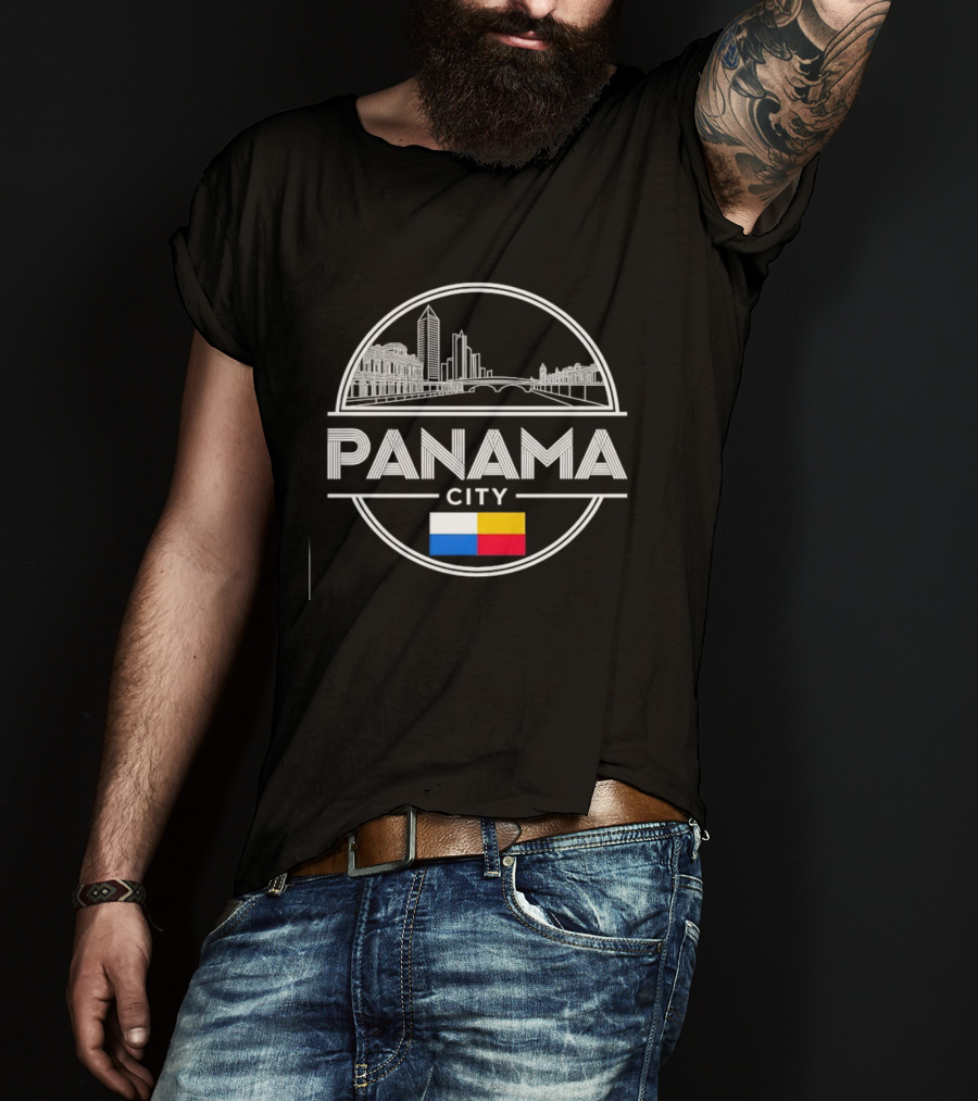 Panama City Skyline With Flag Colors Souvenir Travel Assistant To=python Code T-Shirt