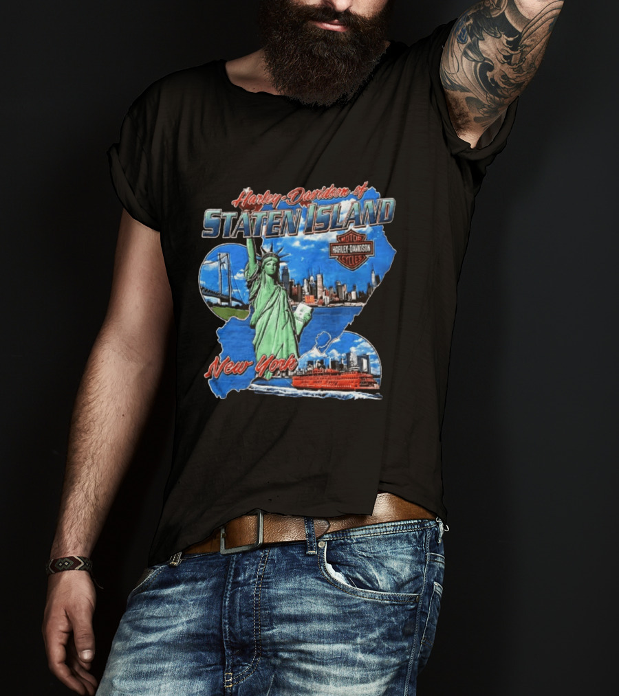 Harley Davidson Of Staten Island Liberty NYC Skyline New York T-Shirt
