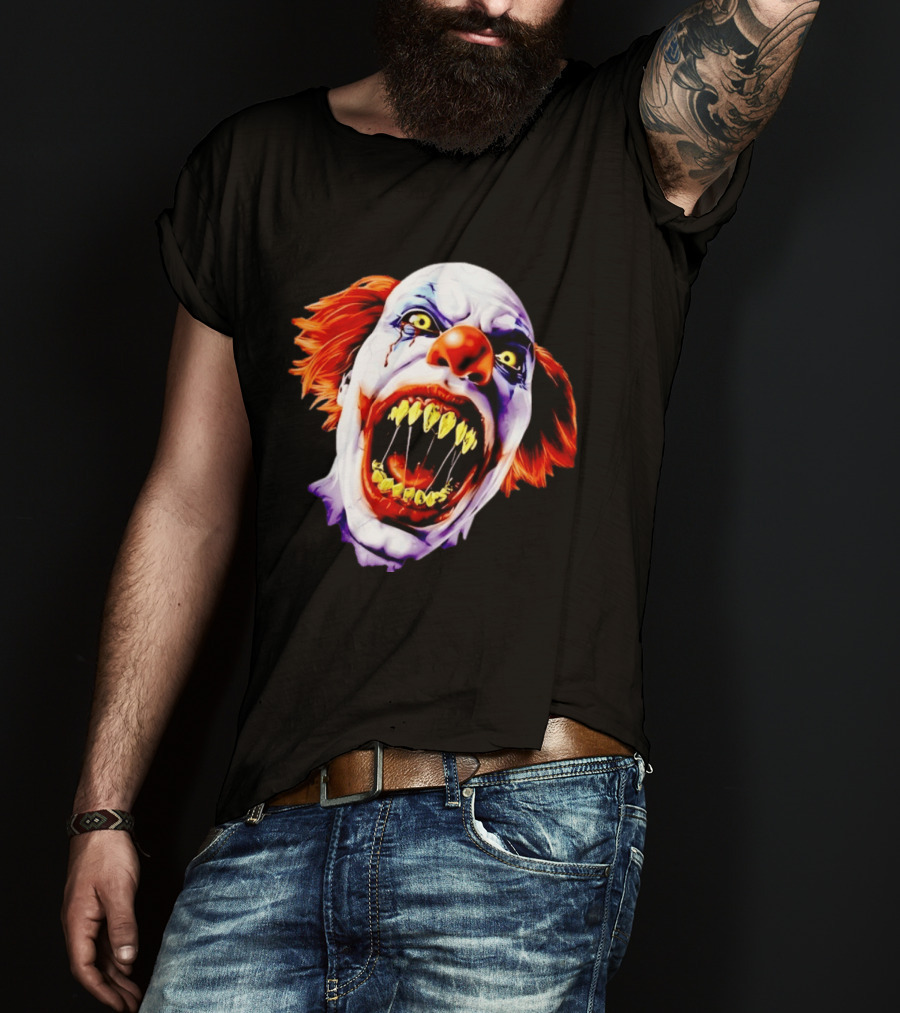 Scary Pennywise The Clown IT Horror Teeth And Fiery Hair T-Shirt