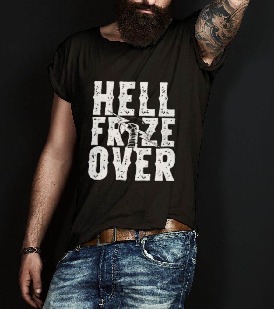 Hell Froze Over Taped Fist Lightning Bolt Distressed T-Shirt