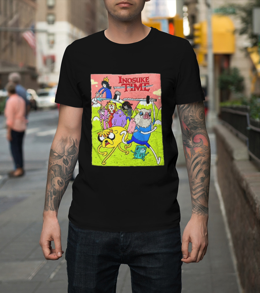 Inosuke Time Adventure With Demon Slayer Crossover Characters T-Shirt