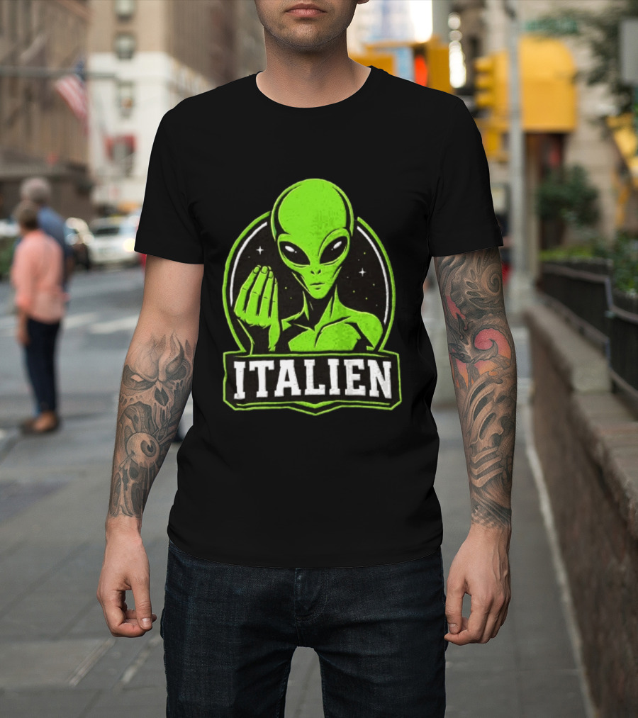 Italien Alien Hand Gesture Space Humor T-Shirt