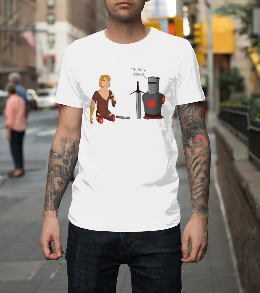 Anakin Skywalker And The Black Knight 'Tis But A Scratch Crossover Humor T-Shirt