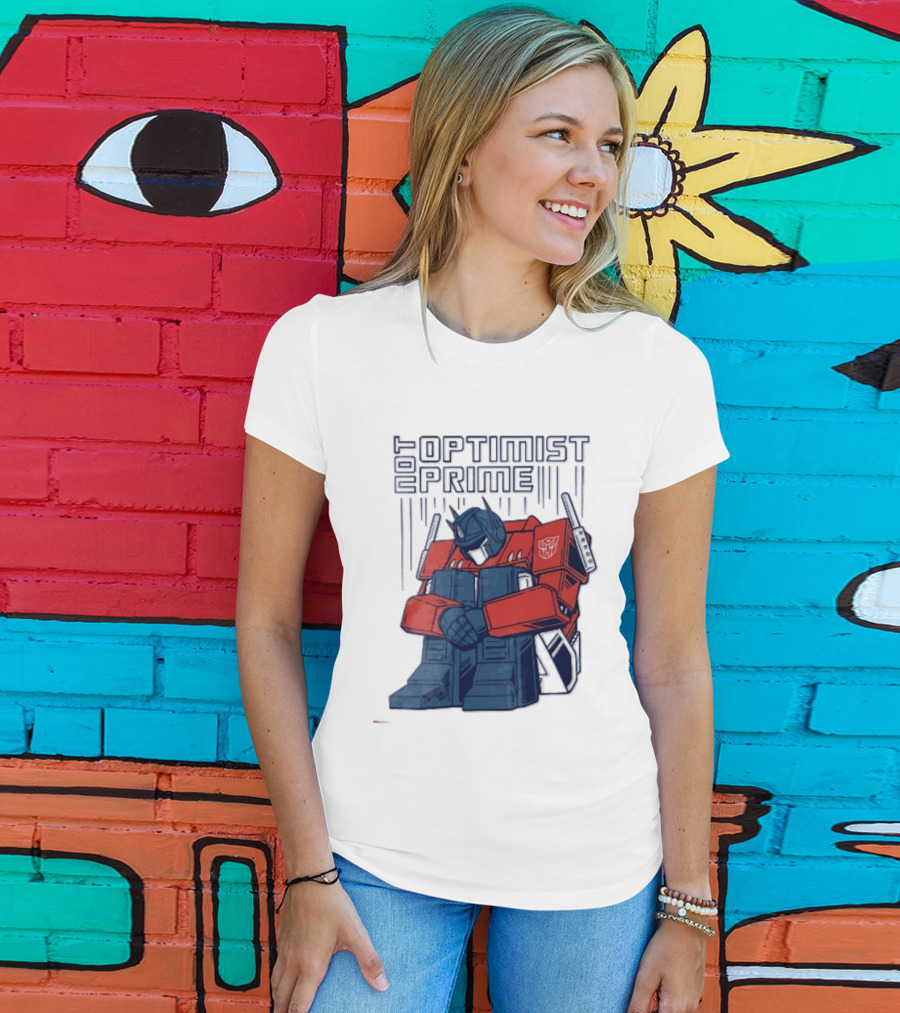 Optimist Prime Depressed Sad Robot Autobots Sitting T-Shirt
