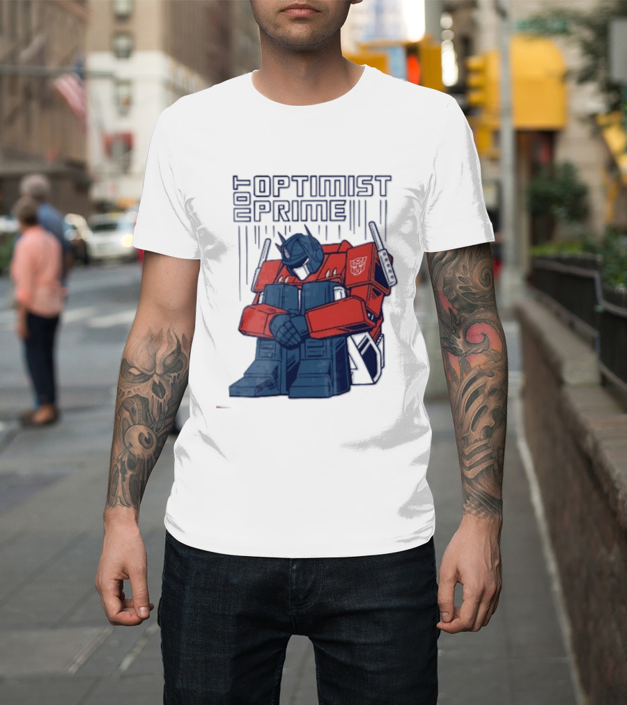 Optimist Prime Depressed Sad Robot Autobots Sitting T-Shirt