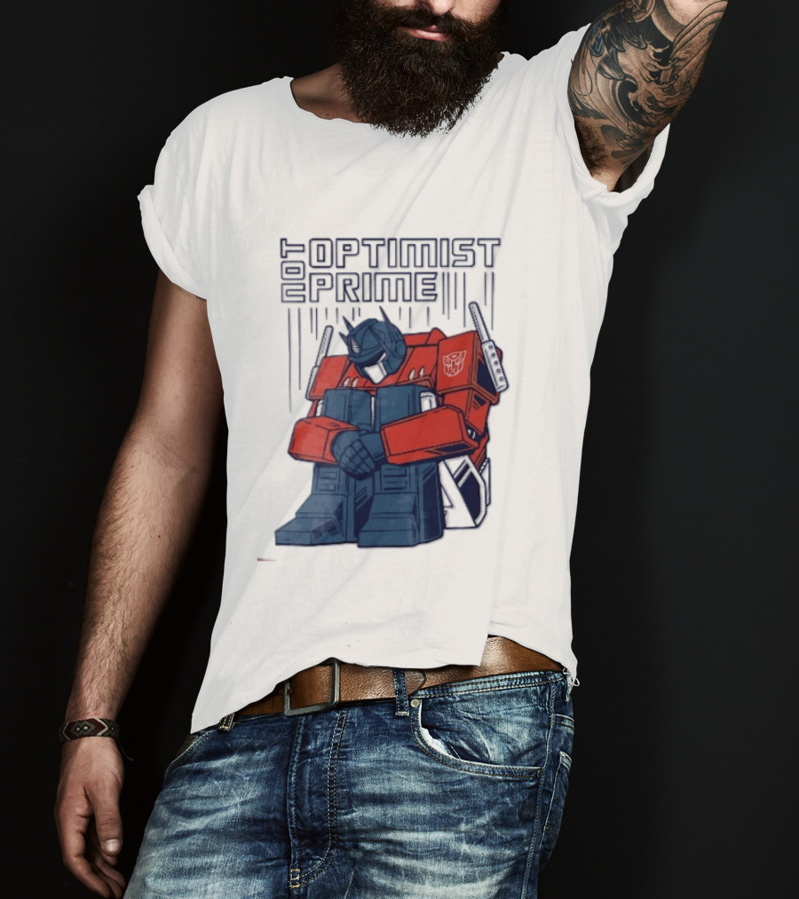 Optimist Prime Depressed Sad Robot Autobots Sitting T-Shirt