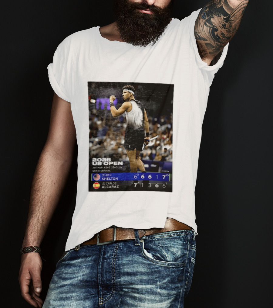 2026 US Open Arthur Ashe Stadium Quarterfinal Ben Shelton Vs Carlos Alcaraz T-Shirt