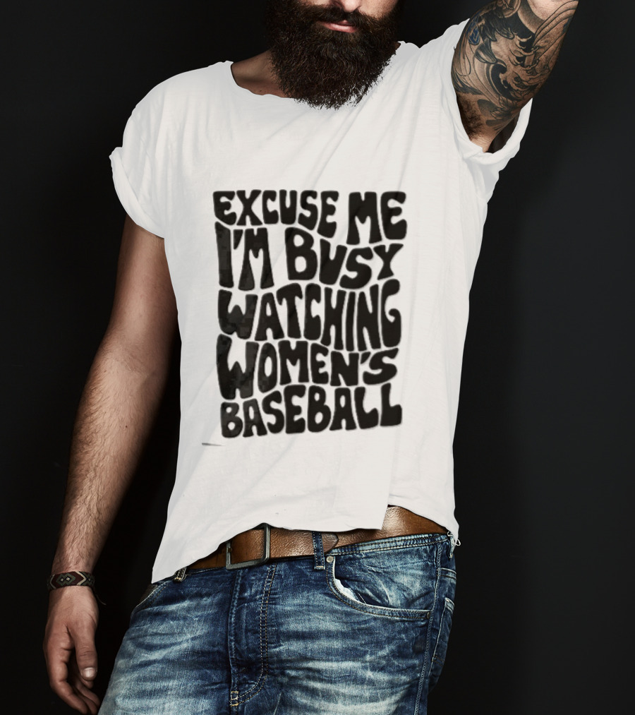 Excuse Me I'm Busy Ing Women's Baseball Doodlebymeg Groovy Wavy T-Shirt