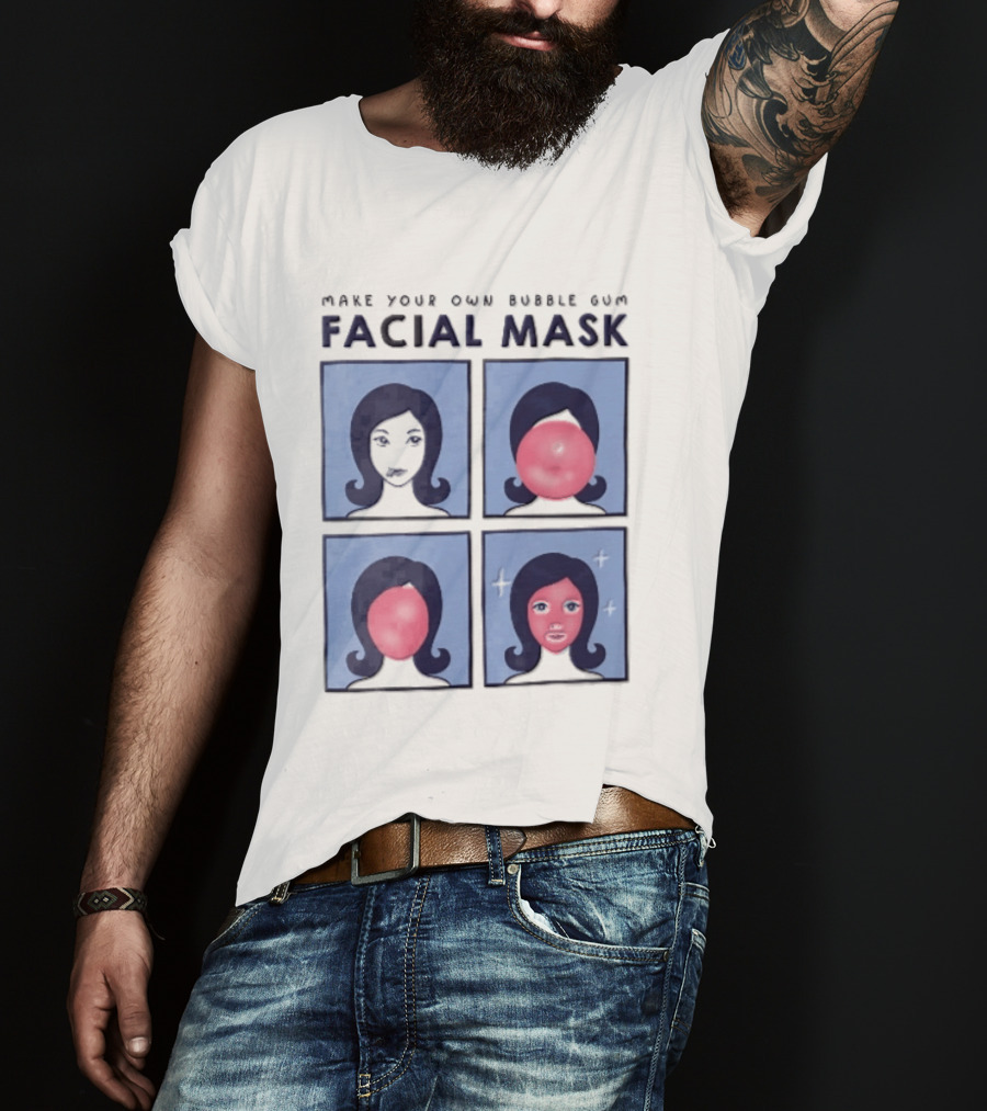 Make Your Own Bubble Gum Facial Mask Comic Woman Four Panel Pink Pop T-Shirt