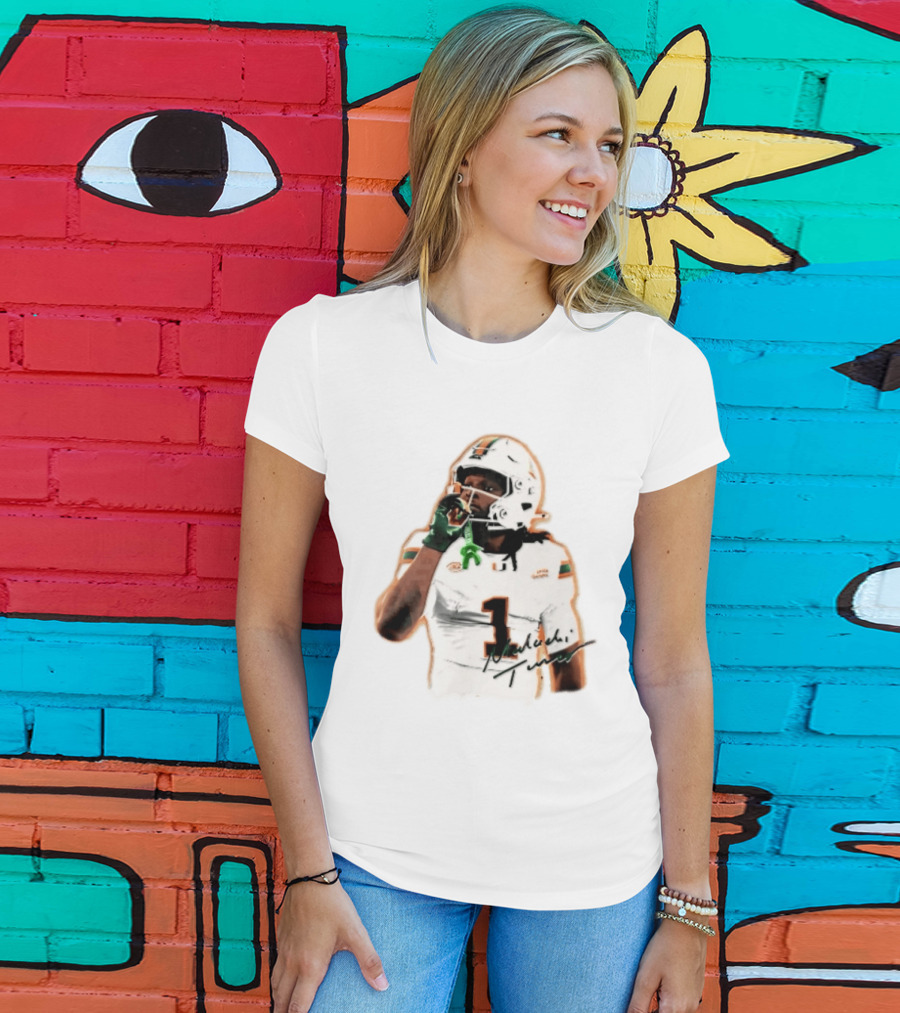 Miami Hurricanes Malachi Toney Player Photo Orange Glow NCAA Acc T-Shirt
