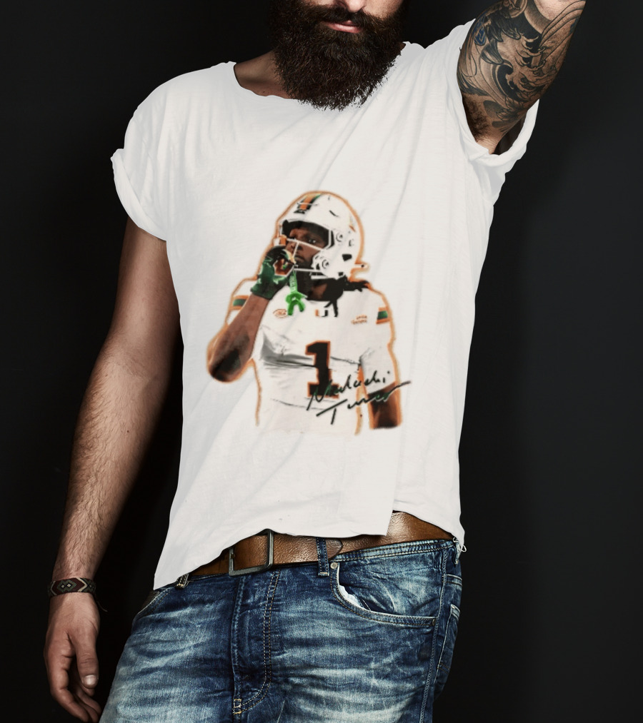 Miami Hurricanes Malachi Toney Player Photo Orange Glow NCAA Acc T-Shirt