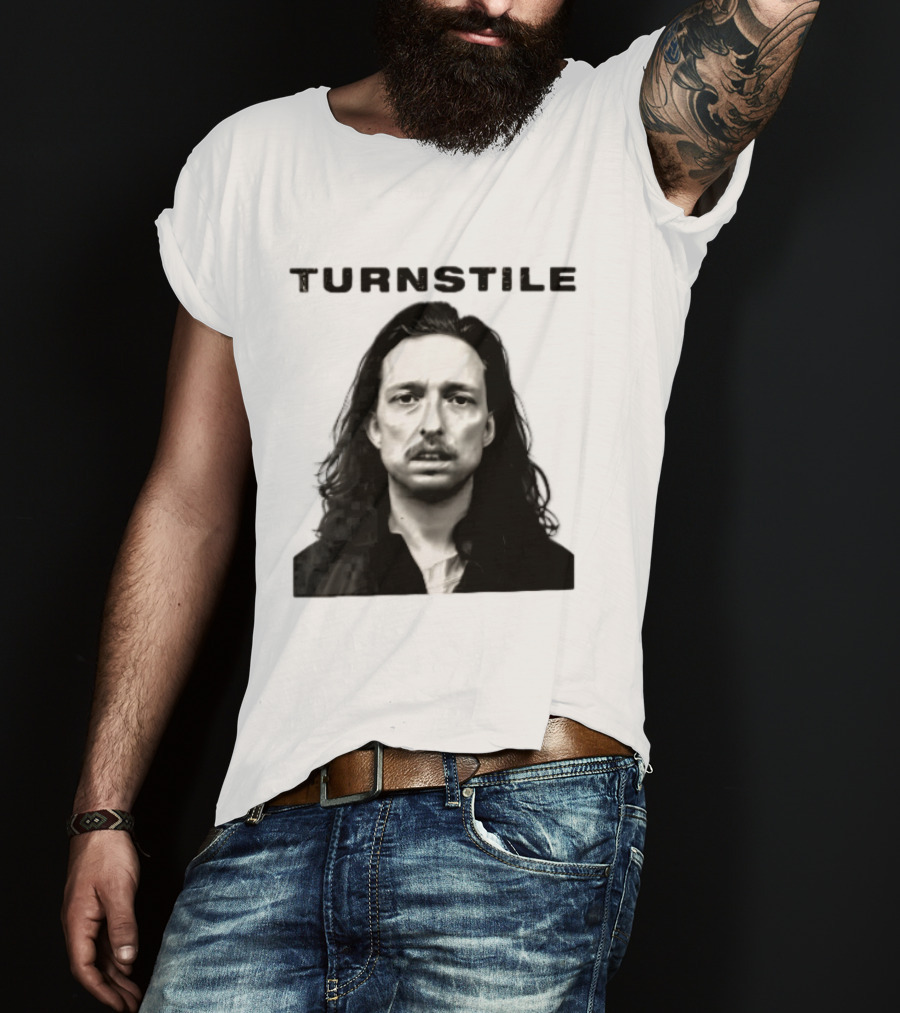 Turnstile Distressed Font Black And White T-Shirt