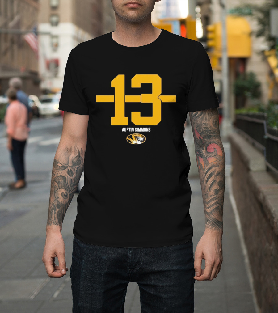 Austin Simmons 13 Missouri Tigers Number T-Shirt