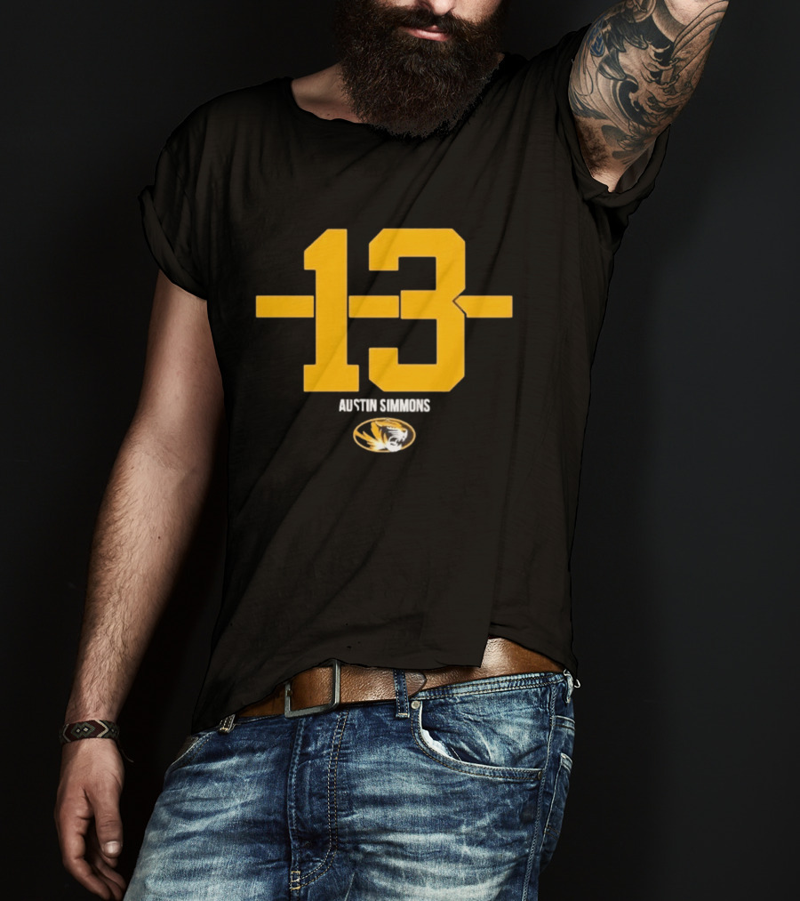 Austin Simmons 13 Missouri Tigers Number T-Shirt