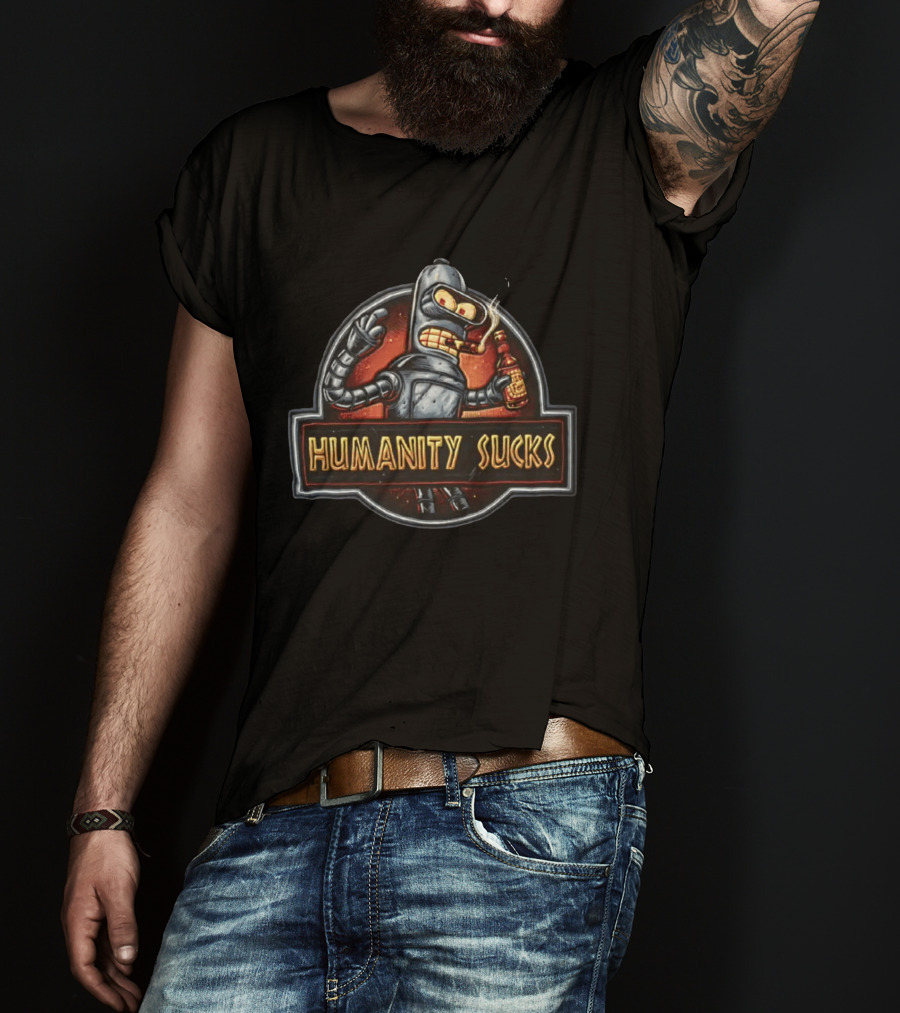 Bender Humanity Sucks Futurama Robot Beer T-Shirt