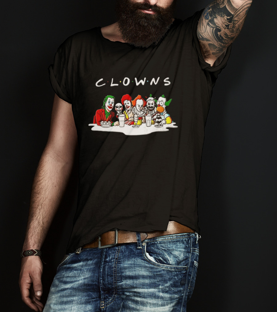 Clowns Joker Billy Ronald McDonald Pennywise Parody Milkshake Scene T-Shirt