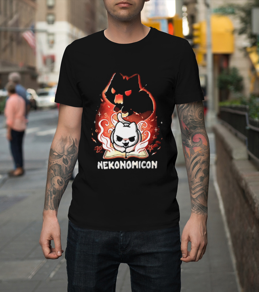Nekonomicon Cat Summoning Dark Spirit Horror Occult Magic Spell Book T-Shirt