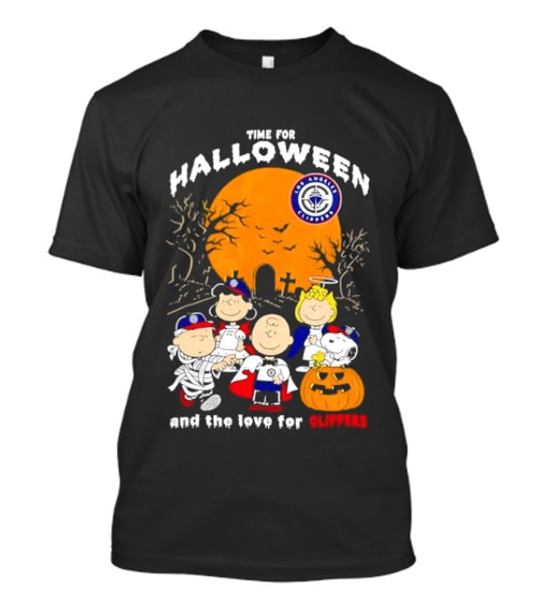 Peanuts Gang Time For Halloween Los Angeles Clippers Pumpkin Fun T-Shirt