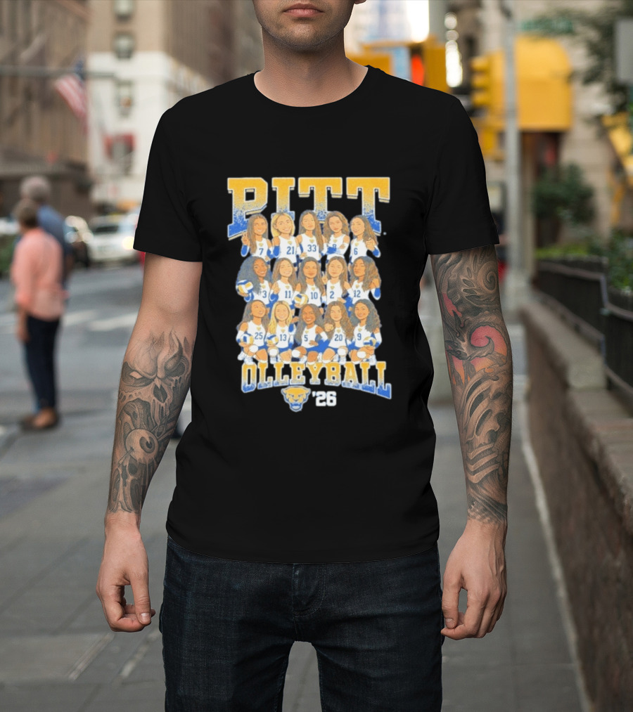 Pitt Volleyball 2026 Team Caricature Panthers T-Shirt