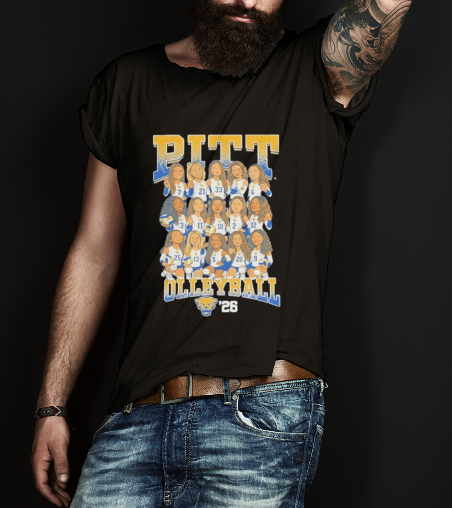 Pitt Volleyball 2026 Team Caricature Panthers T-Shirt