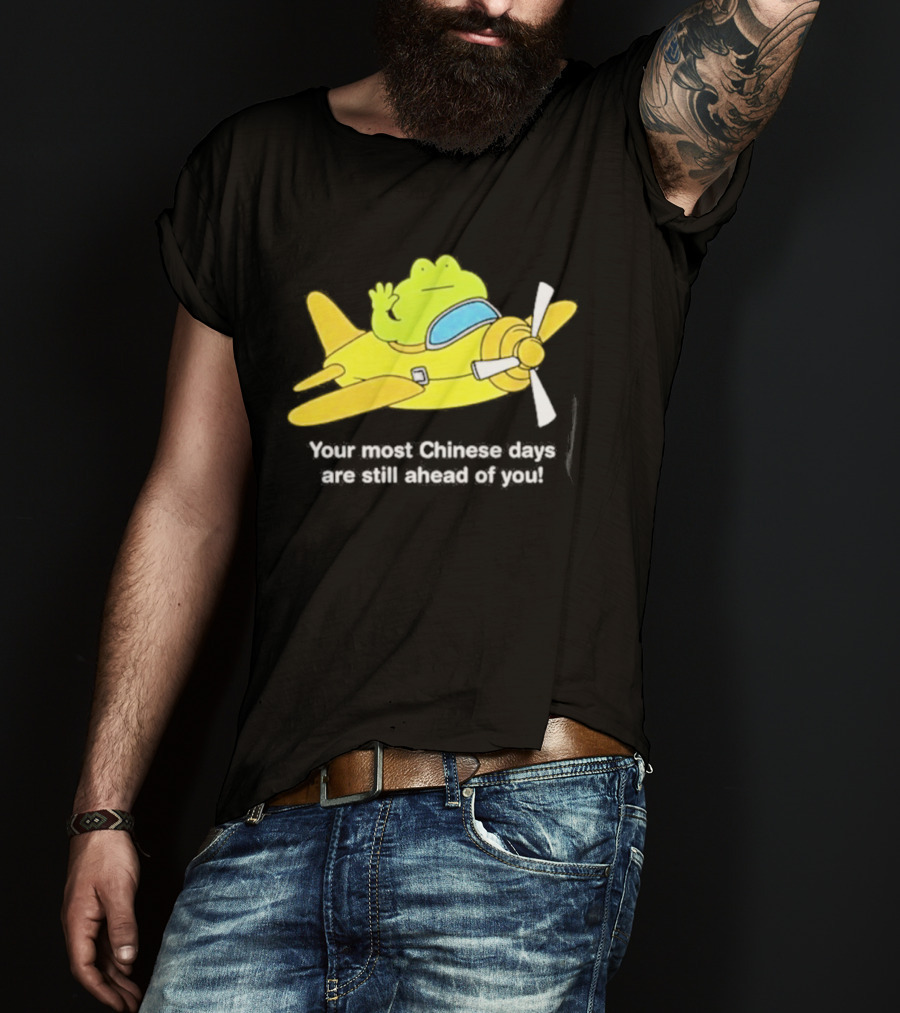 Frog Your Most Chinese Days Are Still Ahead Of You Airplane Scene T-Shirt