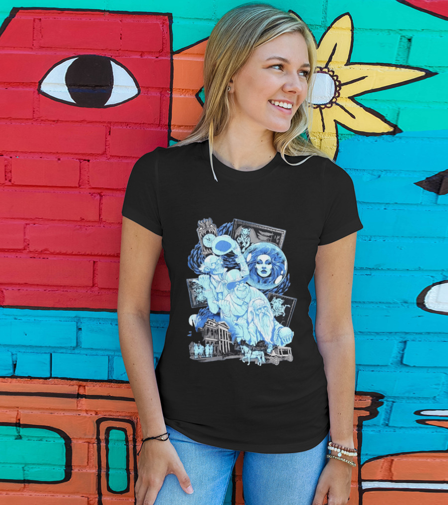 The Haunted Mansion Ghostly Spirits Madame Leota Hitchhiking Ghosts And Doom Buggy T-Shirt