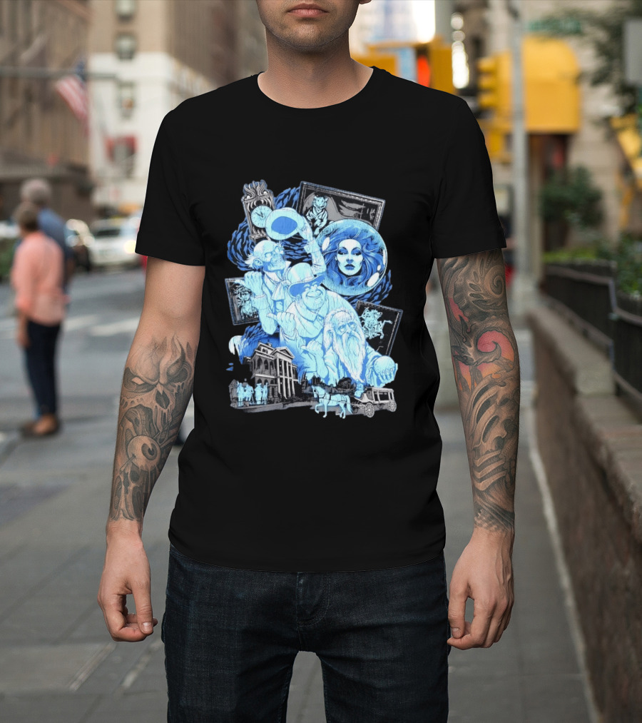 The Haunted Mansion Ghostly Spirits Madame Leota Hitchhiking Ghosts And Doom Buggy T-Shirt