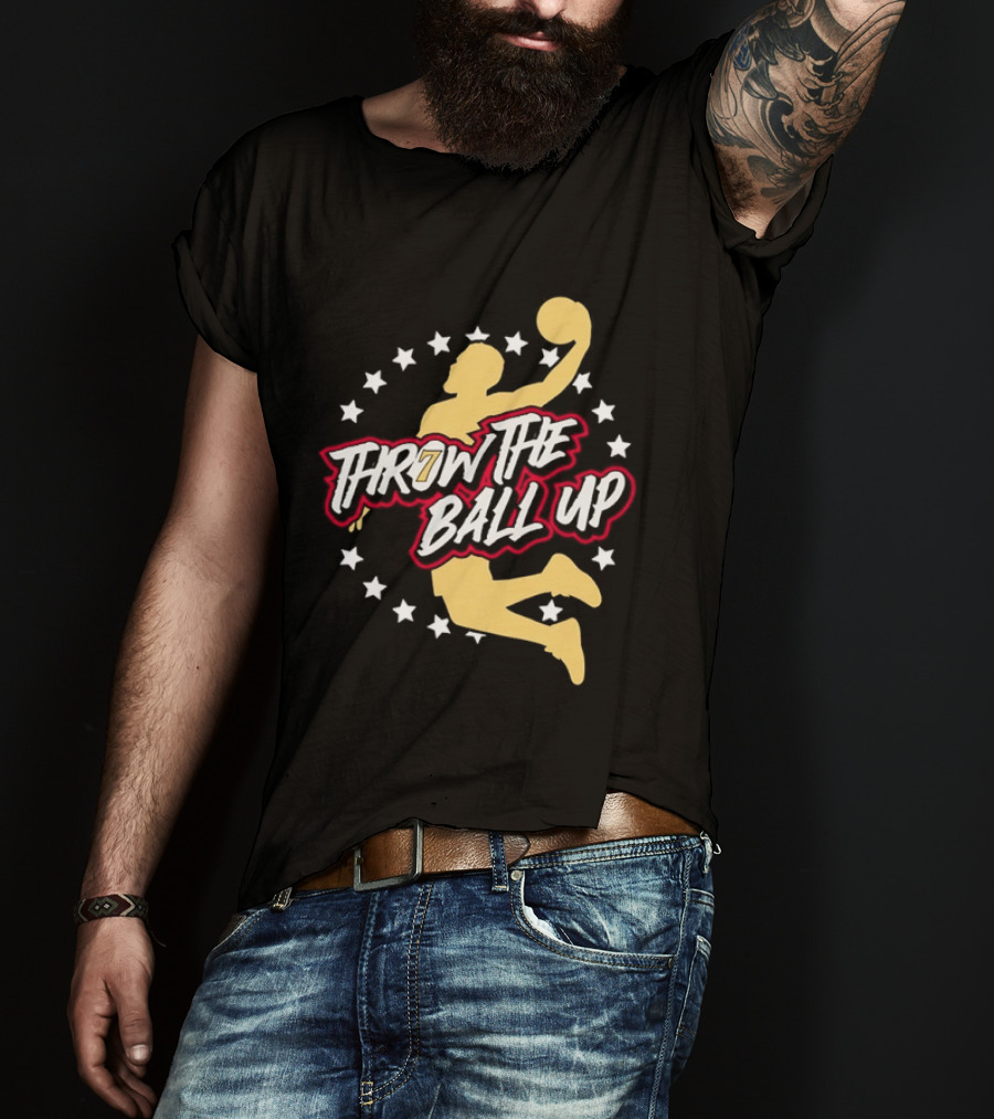 Throw The Ball Up Basketball Player Silhouette With Stars T-Shirt