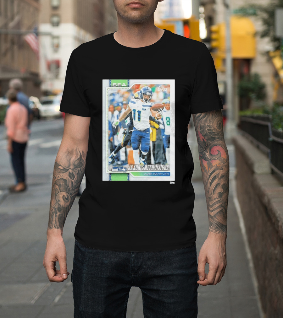 SEA Seahawks Jaxon Smith Njigba Topps Wide Receiver Trading Card T-Shirt
