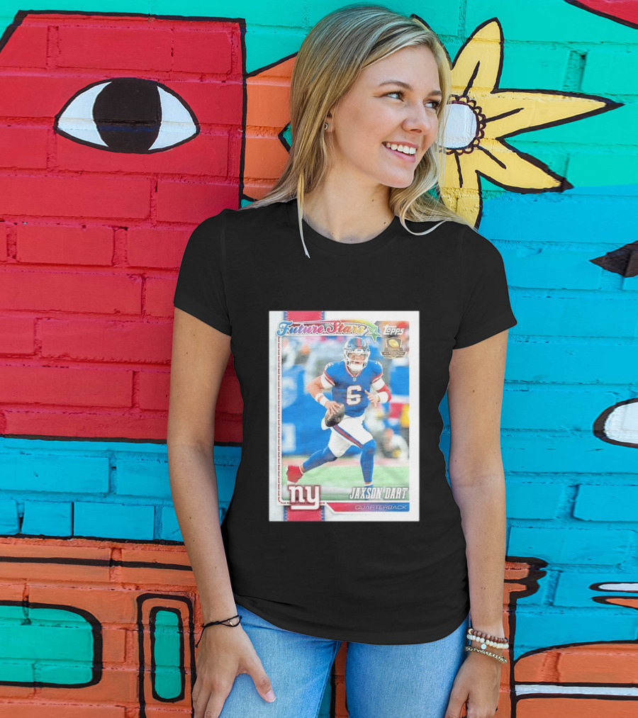 Future Stars Jaxson Dart New York Giants Quarterback Topps Card T-Shirt