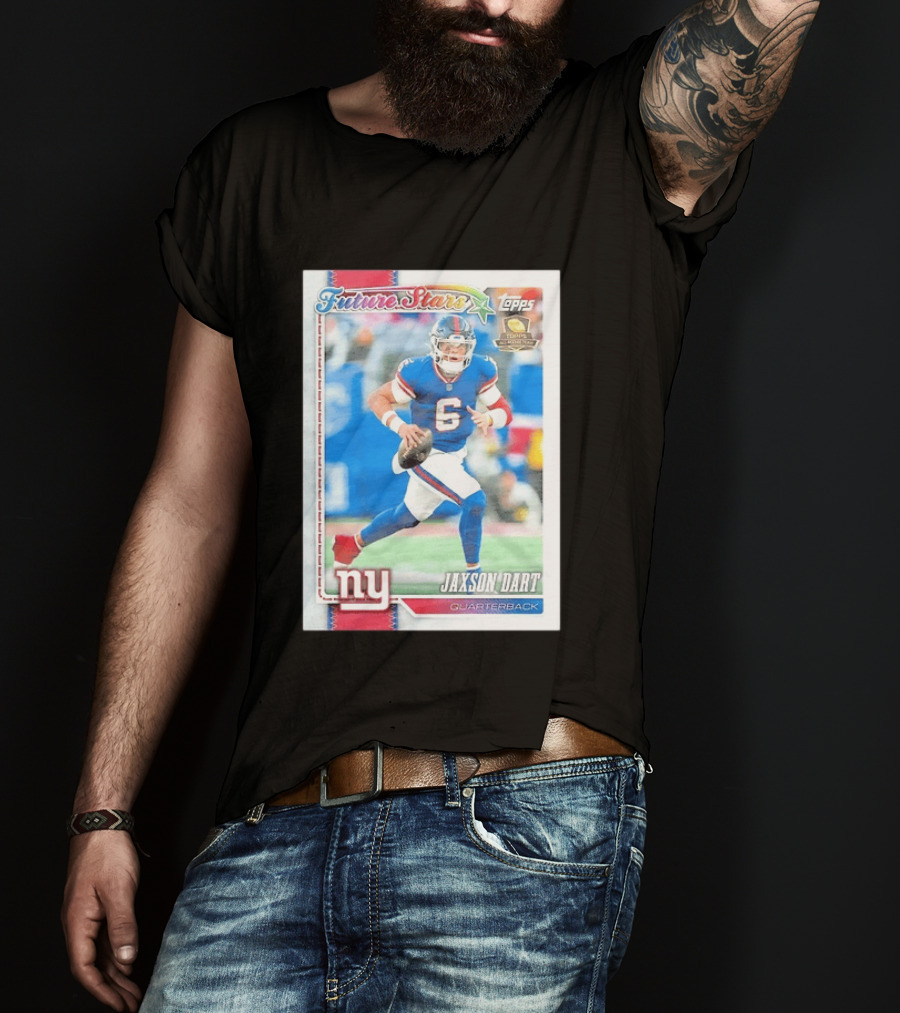 Future Stars Jaxson Dart New York Giants Quarterback Topps Card T-Shirt