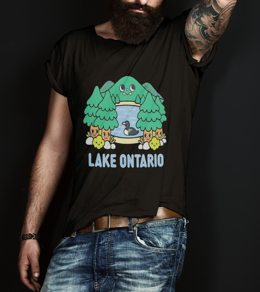 Lake Ontario Cute Forest Creature And Goose Scene T-Shirt