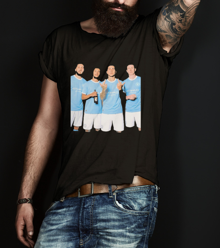Manchester City Etihad Airways Kit Players Bottle Pose T-Shirt