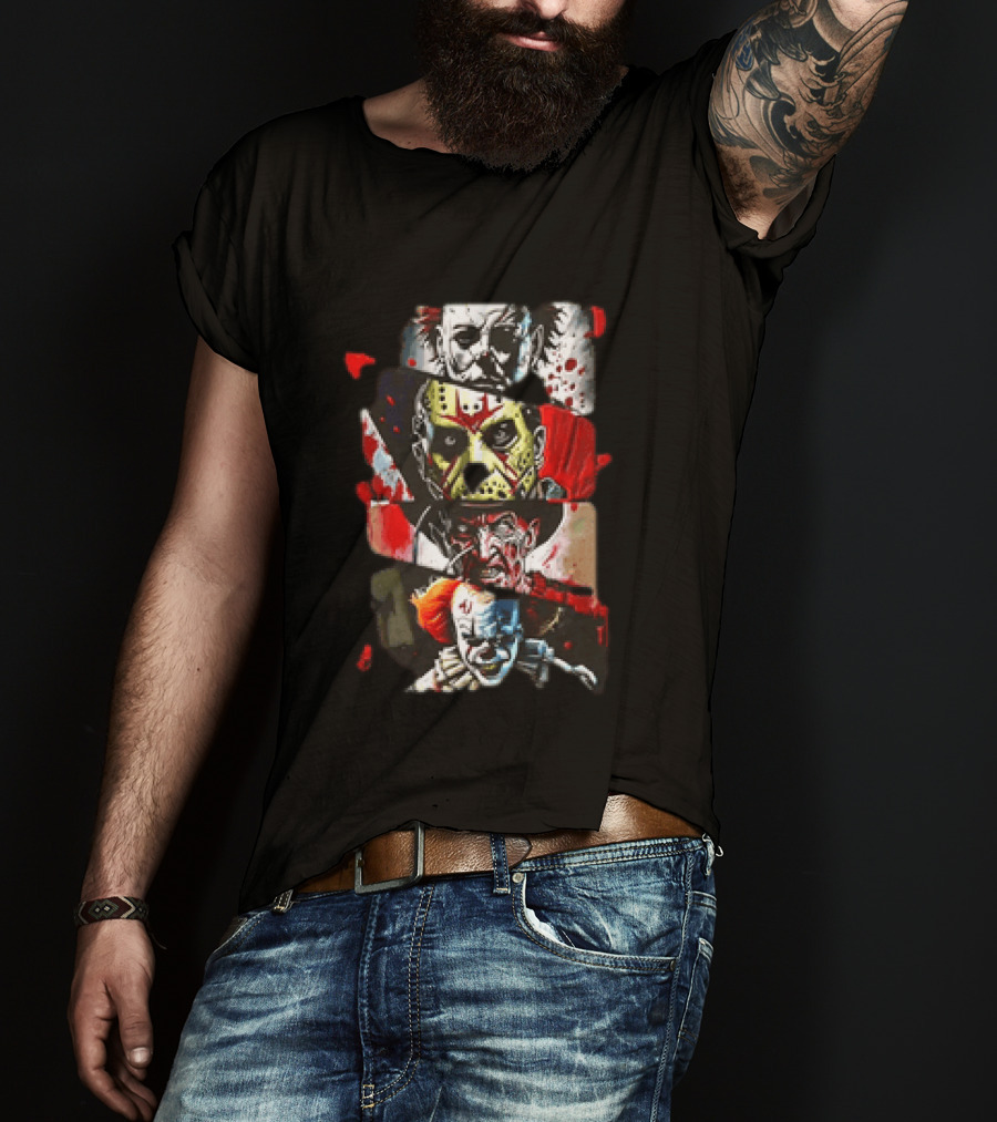 Michael Myers Jason Voorhees Freddy Krueger Pennywise Horror Movie Characters T-Shirt