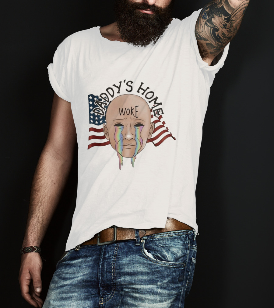 Daddy's Home Woke Crying Face With Flags T-Shirt