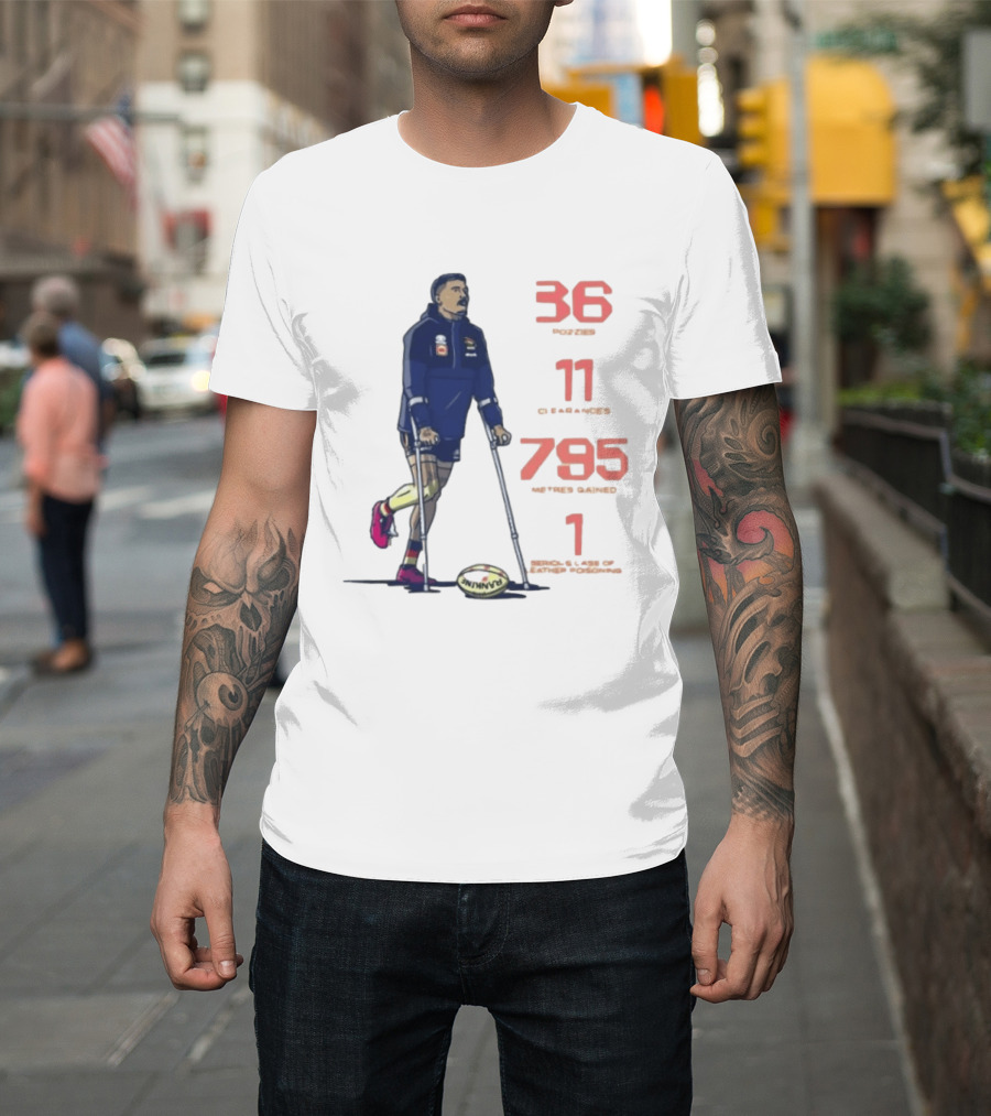 Izak Rankine 36 Tackles Crutches Adelaide Crows AFL Stats 795 Meters Gained T-Shirt