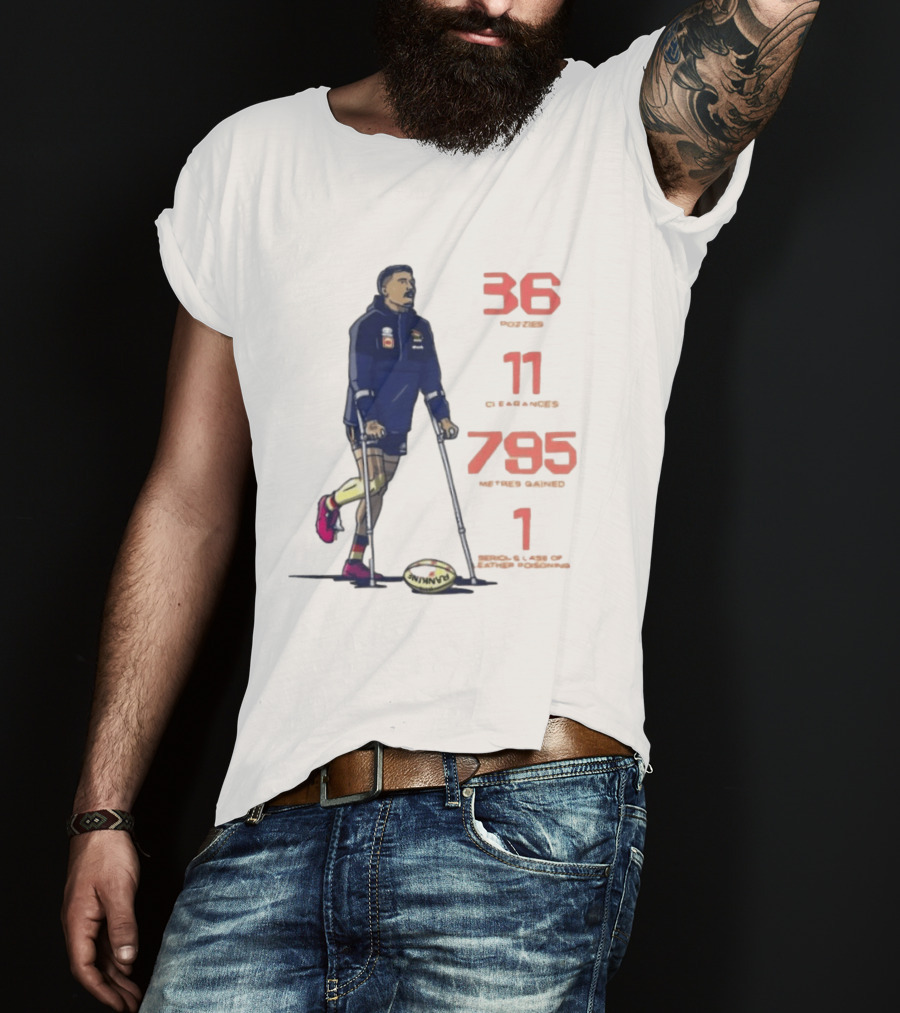 Izak Rankine 36 Tackles Crutches Adelaide Crows AFL Stats 795 Meters Gained T-Shirt