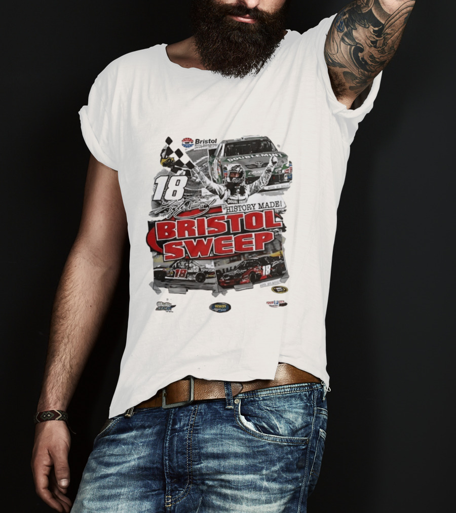 Bristol Motor Speedway History Made Three Wins August 2010 18 Bristol Sweep T-Shirt