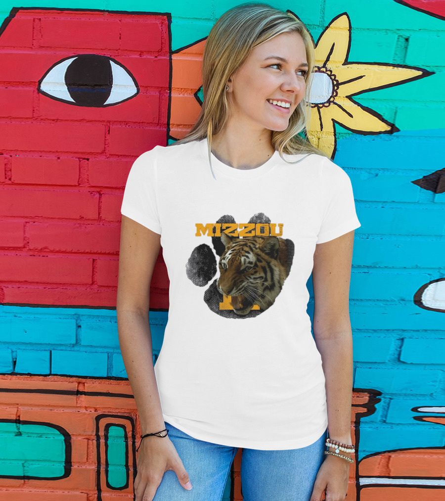 Mizzou Tigers Paw NCAA College Sports Tiger Head T-Shirt